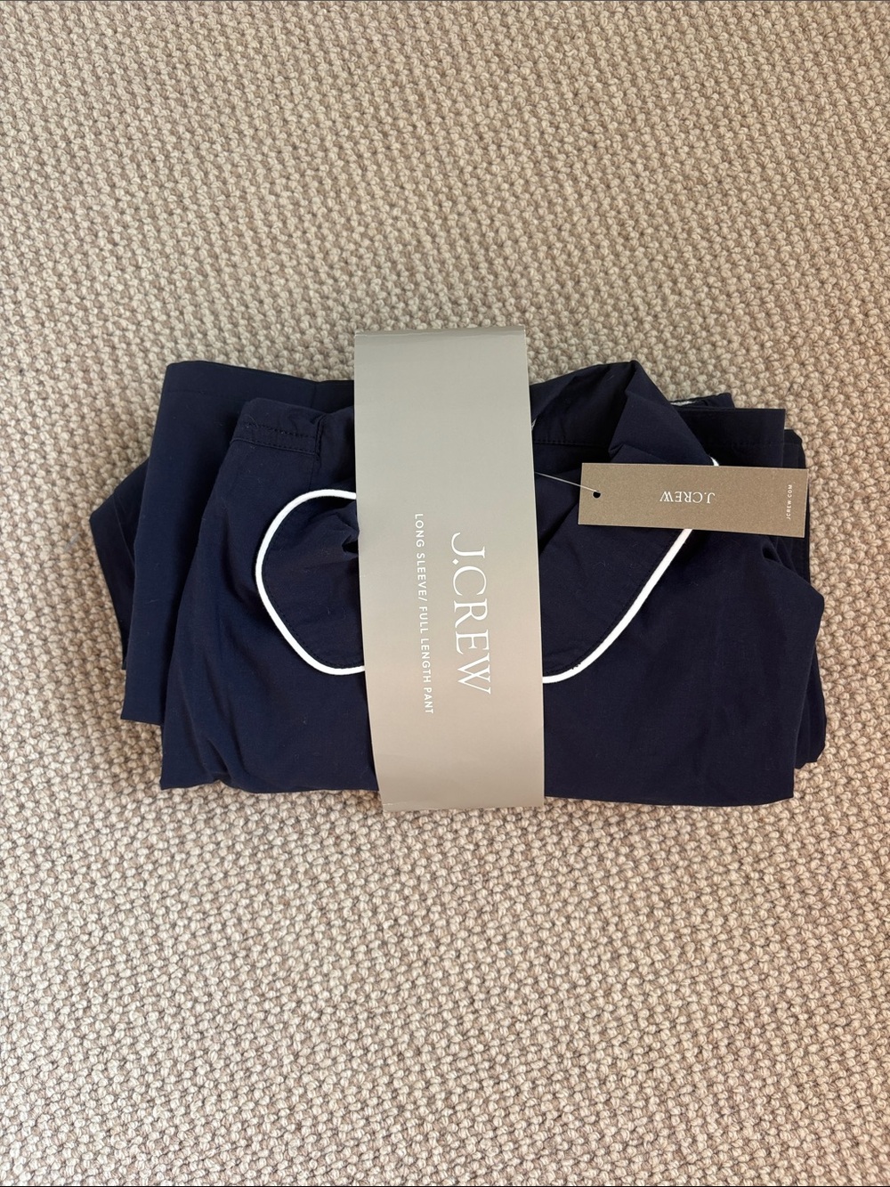 J. Crew Navy Poplin Pajama Set with White Trim - Picture 8 of 8